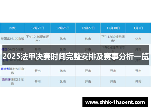 2025法甲决赛时间完整安排及赛事分析一览