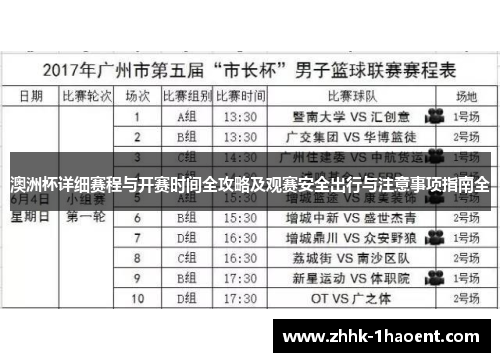 澳洲杯详细赛程与开赛时间全攻略及观赛安全出行与注意事项指南全
